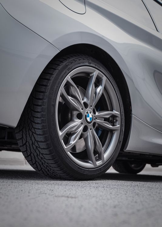 Close-up of a car wheel and tire